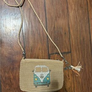 Tan Crochet Crossbody Bag